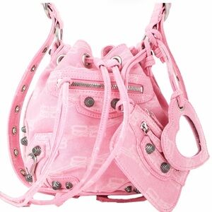 Balenciaga LeCagole Pink xs Studded Bucket Shoulder Bag